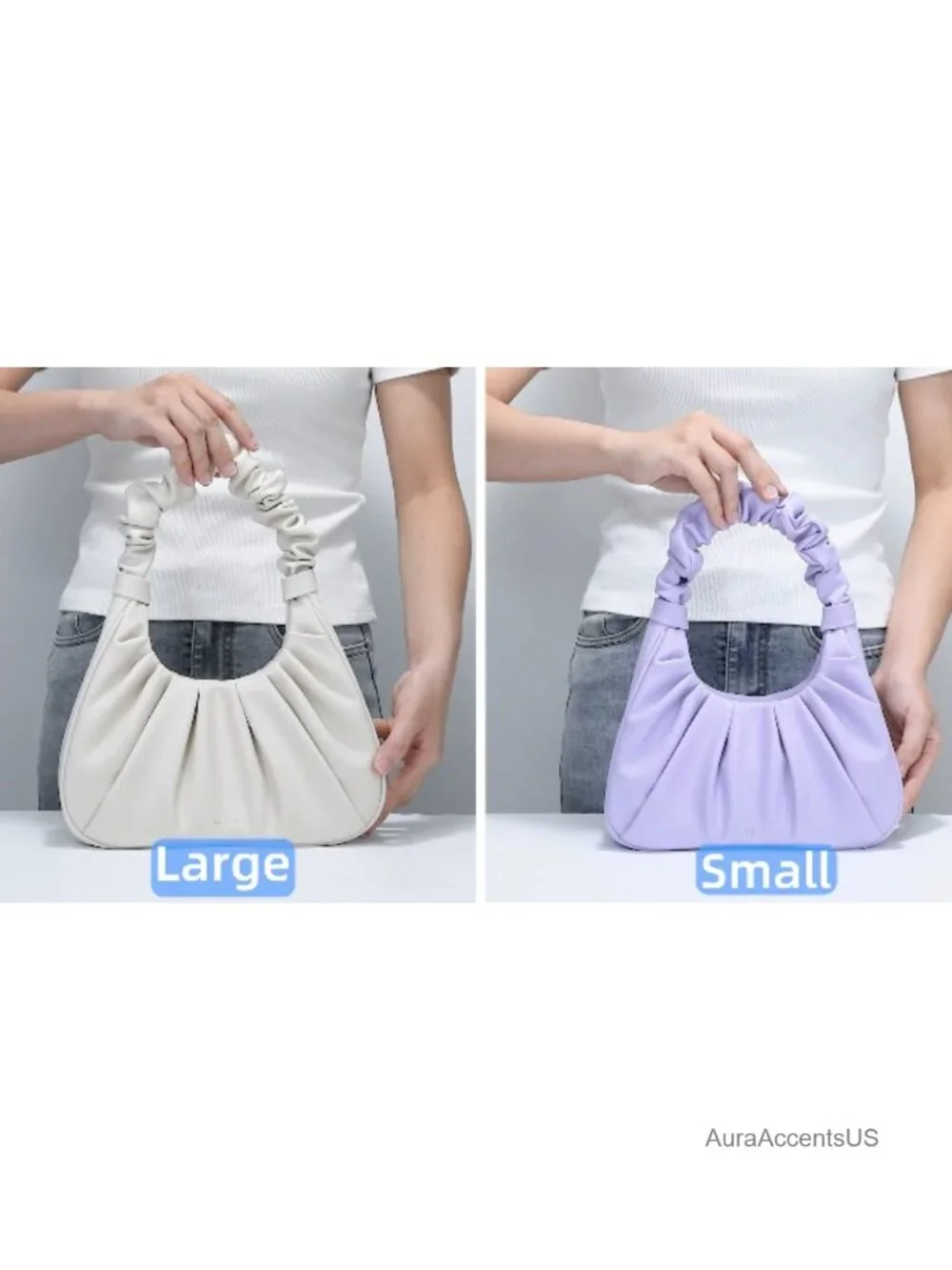 Faux Leather Mini Hobo Tote Shoulder Bag with Zipper Closure